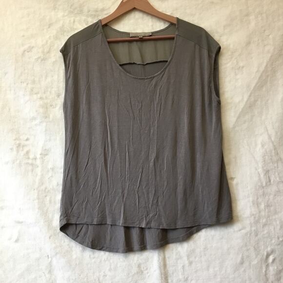 Current Affair Gray High Low Sheer Shoulder Top - Picture 1 of 12